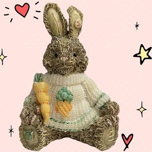 ABC Patchwork Bunny Wearing Carrot Sweater 3.5" Resin Figurine